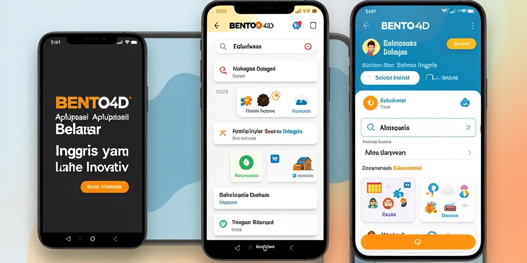 Antarmuka BENTO4D yang interaktif dan menarik untuk belajar Bahasa Inggris.