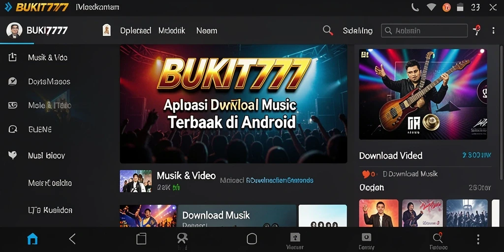 Tampilan antarmuka sederhana dan fungsional dari aplikasi Download Musik.