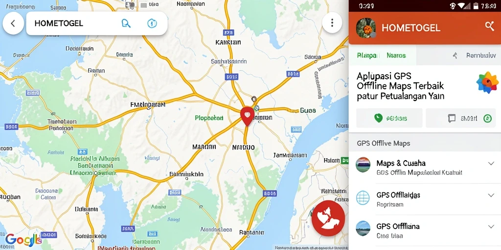 Antarmuka HOMETOGEL yang sederhana dan mudah digunakan untuk GPS Offline Maps.