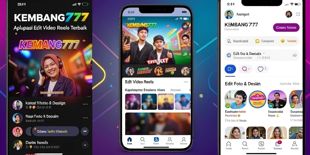 Antarmuka KEMBANG777 menampilkan beragam alat editing video Reels.