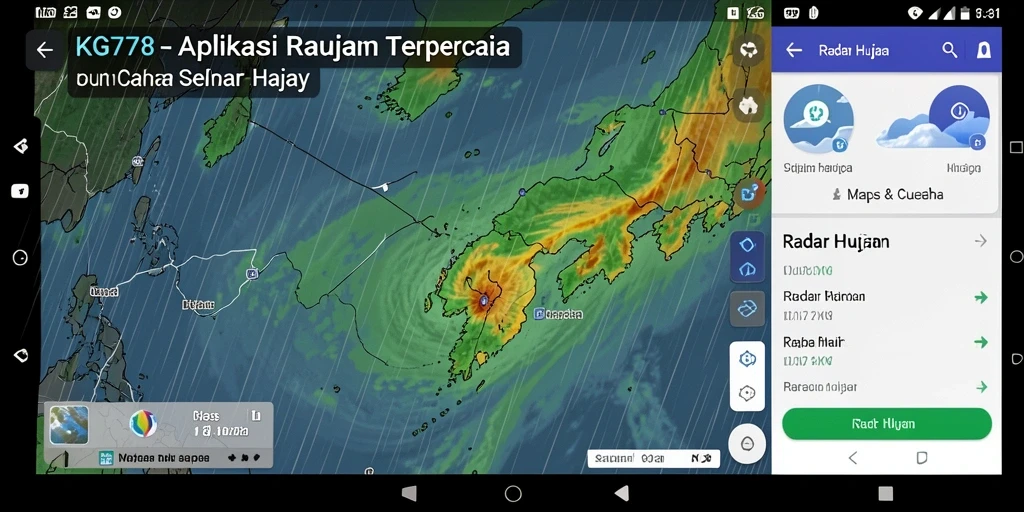 Antarmuka KG778 menampilkan radar hujan dengan informasi yang jelas dan akurat.