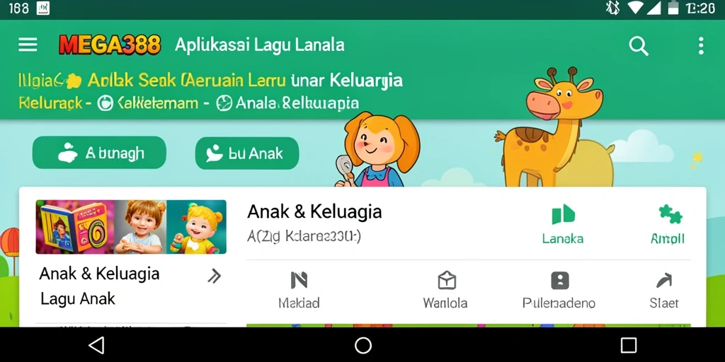 Tampilan antarmuka MEGA388 yang ceria dan interaktif untuk anak-anak.